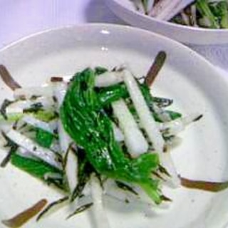 小松菜、ひじき、大根のさっぱり中華風サラダ